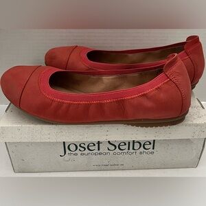 Josef Seibel Pippa Red Buttery Soft Leather European Comfort Slip On Flats 7.5